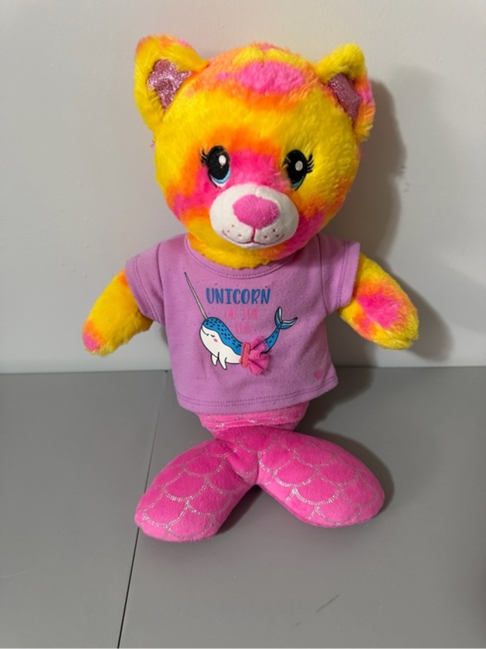 Build-A-Bear Enchanted Mer-Cat Plush Bear Narwhal Shirt 2021